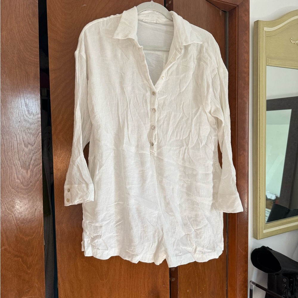 12th Tribe White Button Down Romper